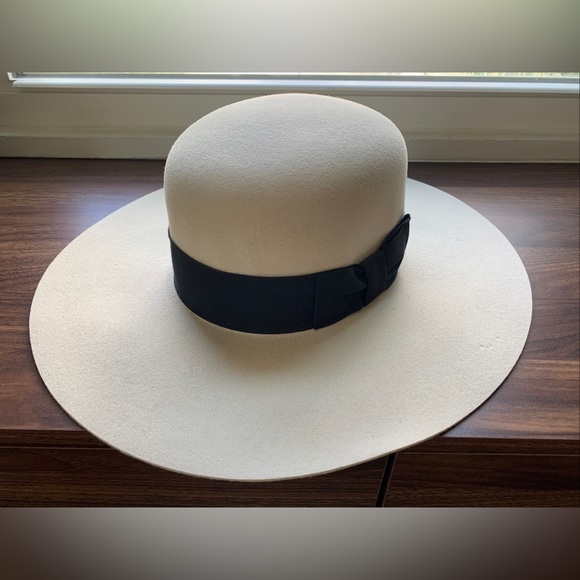 Women's Large Felt Wool Stetson Flat Brim Hat - Picture 1 of 5